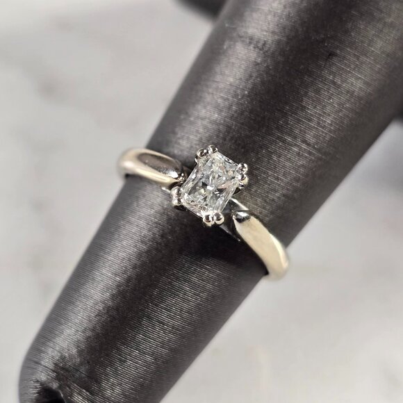 Womens Vintage Estate 14k White Gold Diamond Magic Glo Ring 2.7g E1737